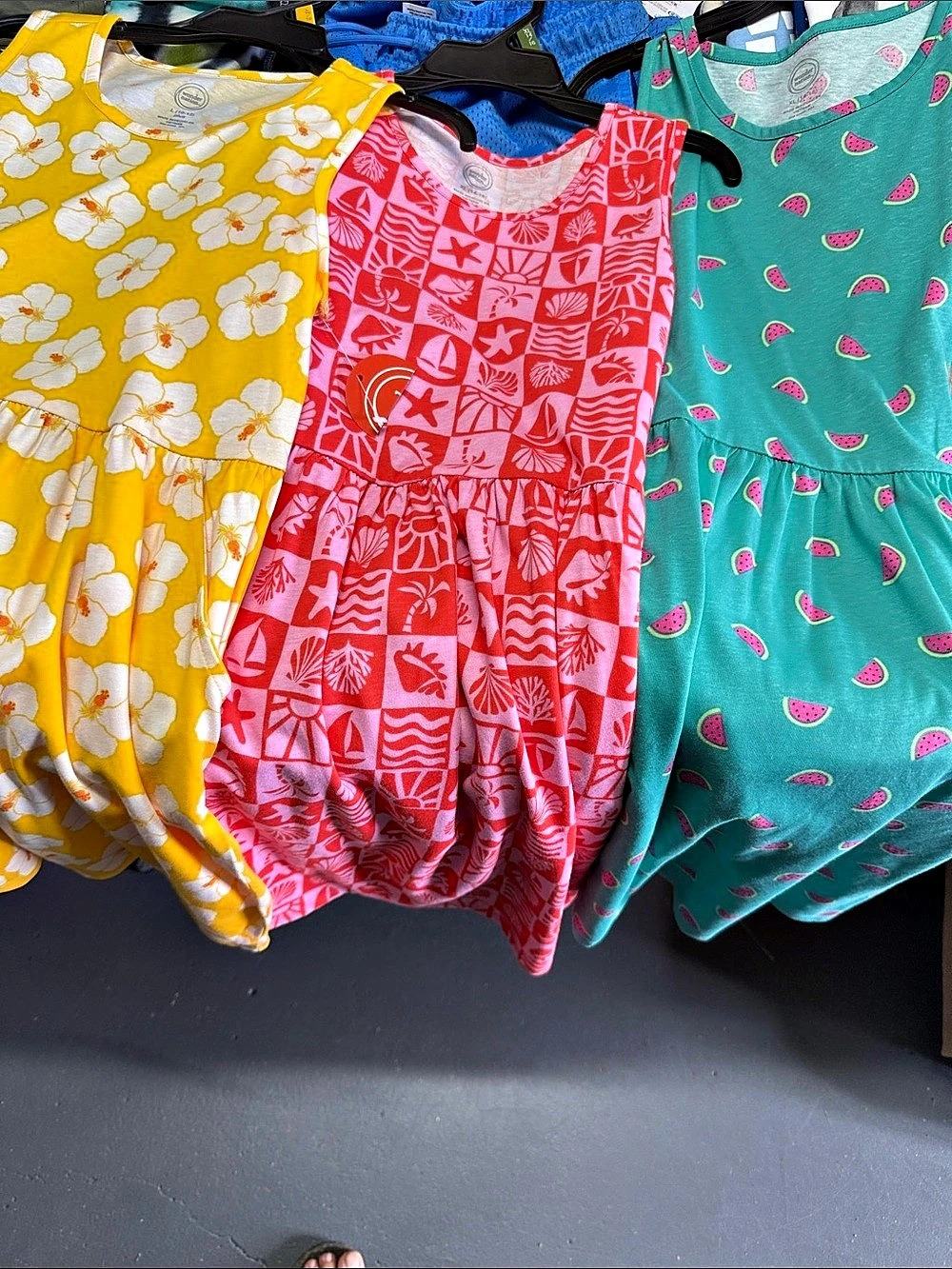 3-Wonder Nation Girls' Yellow & Pink Floral Casual Dress 1-size L (10-12)plus 2-